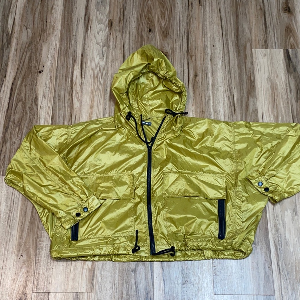 ALEMBIKA Lightweight Winbreaker Nylon Oversized Jacket Hood Pockets Womens Sz M